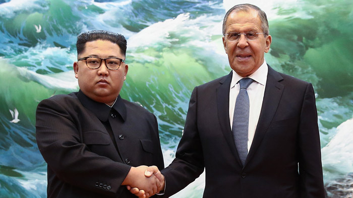 김정은, 방북 라브로프 접견…"한반도 정세 의견 교환"