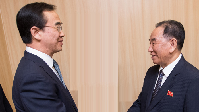 [녹취구성] 조명균-김영철, 평양에서 환담…"통일농구 만족스러워"