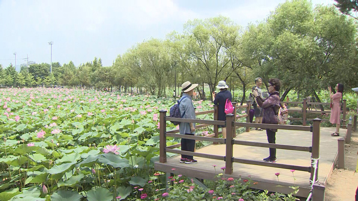 휴일 행락인파 북적…주초 덥고 소나기