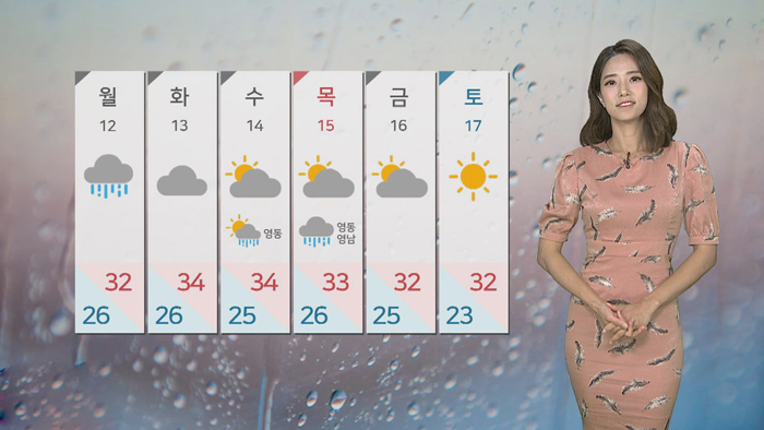 [날씨] 휴일 33도↑, 말복 더위…밤에 차츰 비바람