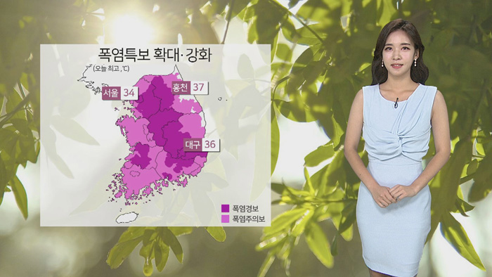 [날씨] 전국 폭염특보 확대·강화…내륙 곳곳 소나기