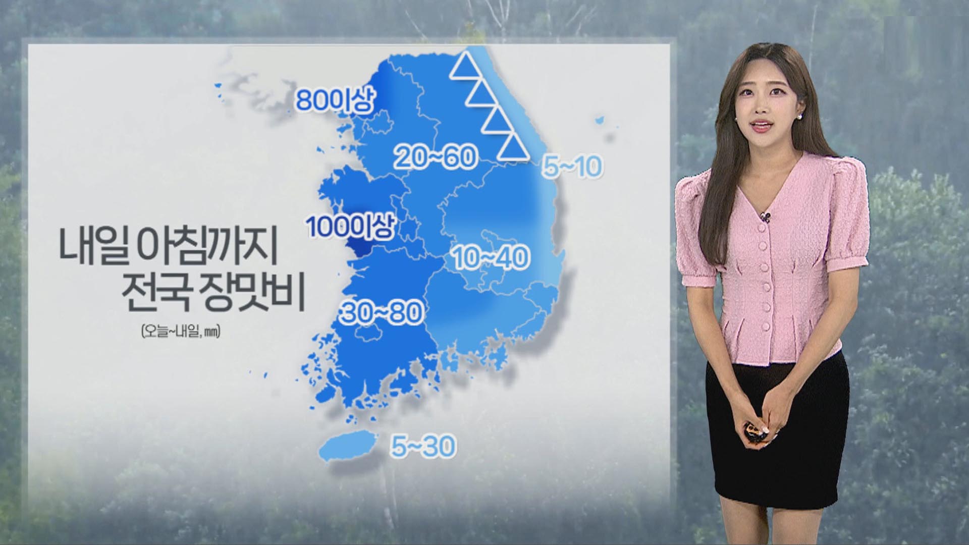 [<em class='find'>날씨</em>] 내일 아침까지 전국 장맛비…밤사이 시간당 20~30㎜ 집중호우
