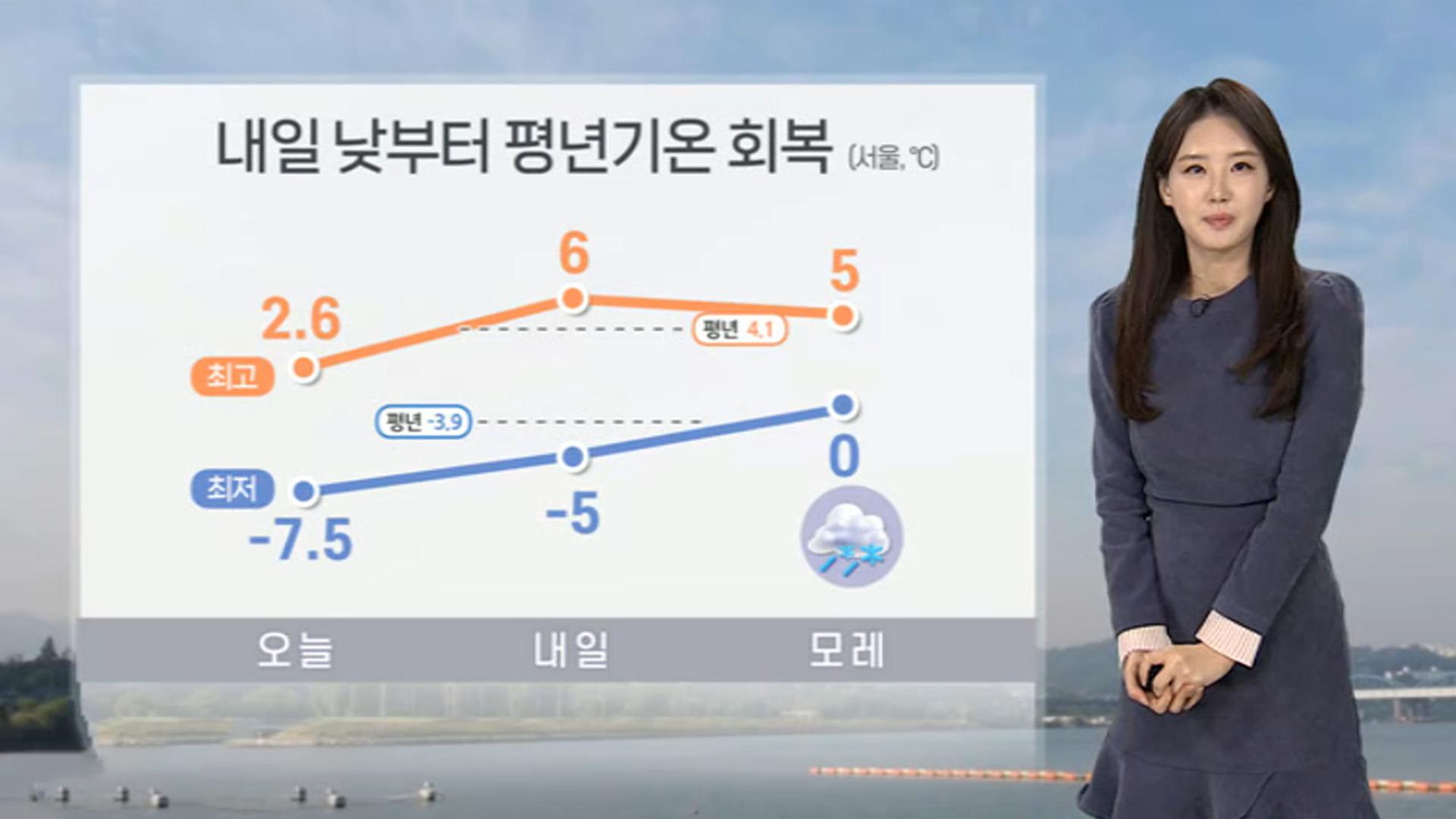[<em class='find'>날씨</em>] 내일 낮부터 평년 기온 회복…새벽~아침 짙은 안개 유의